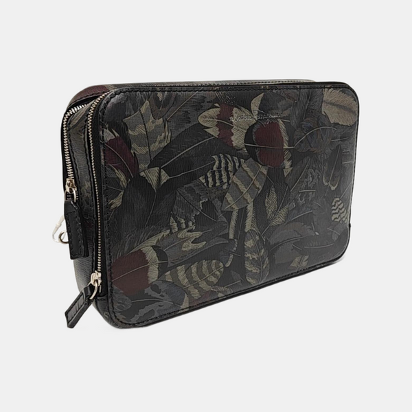 Coated Canvas Clutch Black