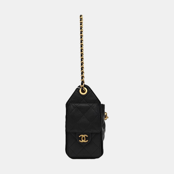 CHANEL 25 Mini Quilted Grained Calfskin Black