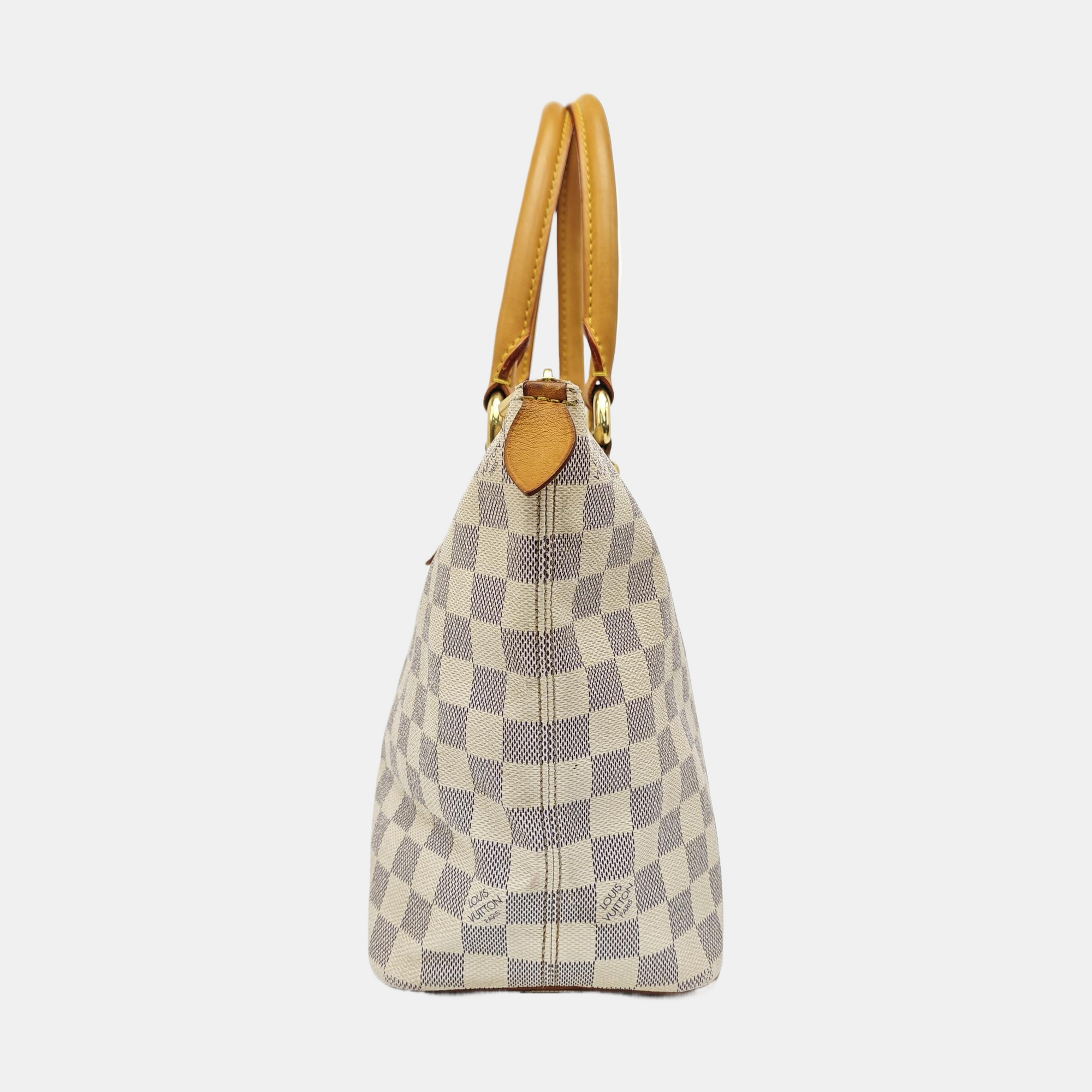 SALEYA PM Damier Azur Coated Canvas White