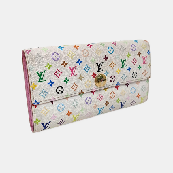 Cartera Blanca de Lona Recubierta con Monograma Porte Monnaie