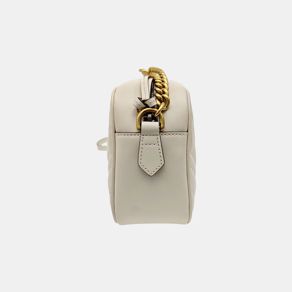 GG Marmont Small Quilted Calfskin White