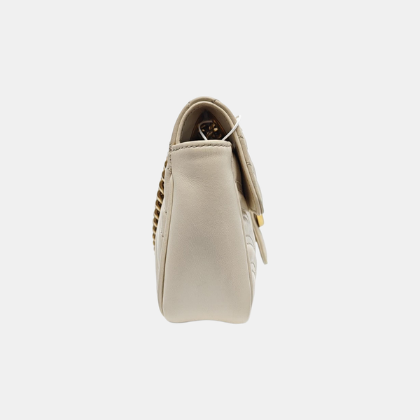 GG Marmont Small Quilted Calfskin White
