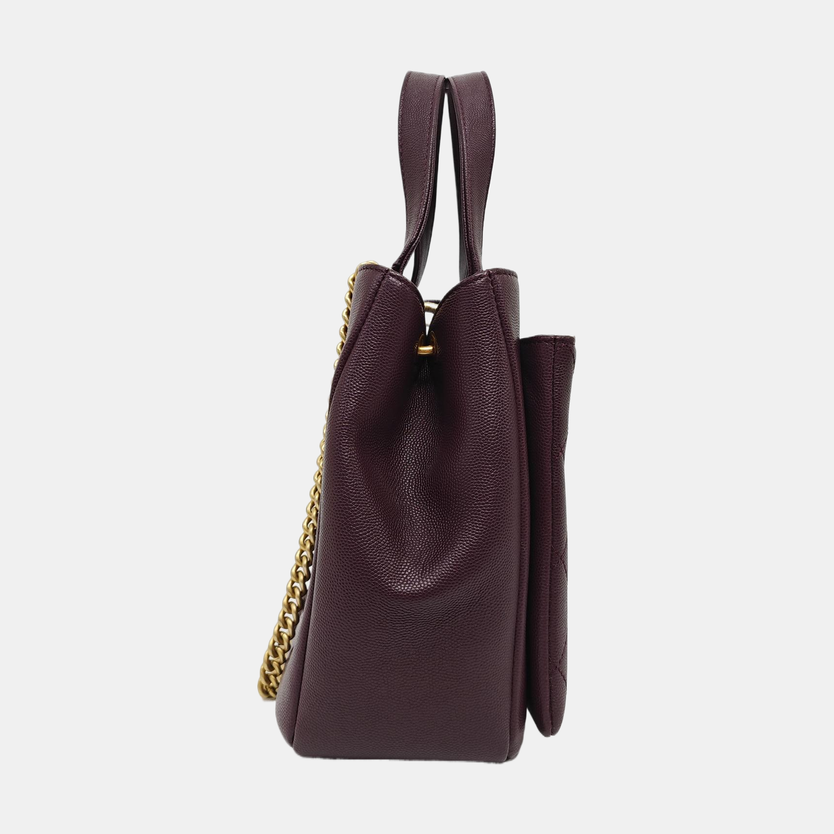 Quilted Grained Calfskin Shoulder Bag Red