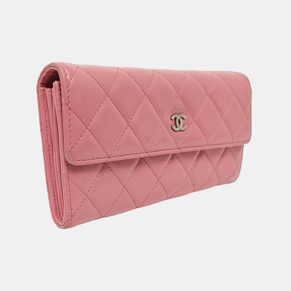 Quilted Lambskin Wallet Pink