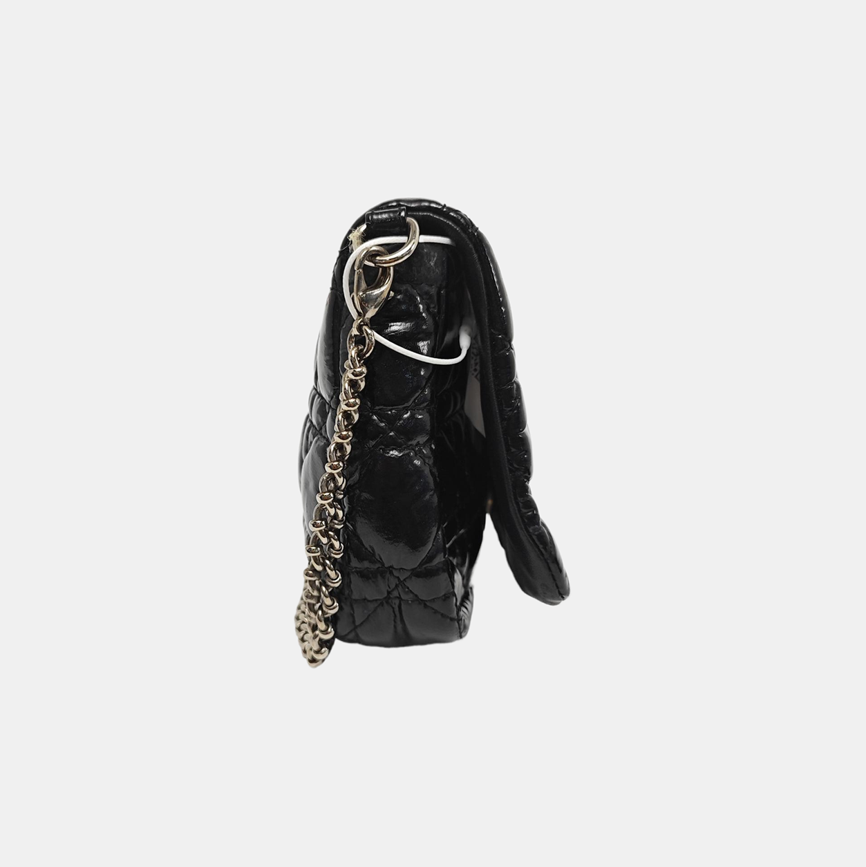 Cannage Patent Leather Shoulder Bag Black