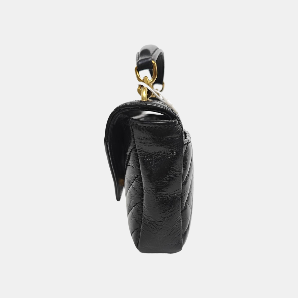 ENVELOPE Small Chevron Calfskin Black