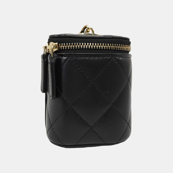 VANITY CASE Mini Quilted Lambskin Black