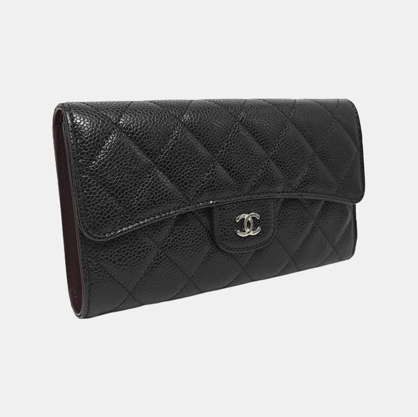 CLASSIC FLAP Mini Quilted Grained Calfskin Black Wallet