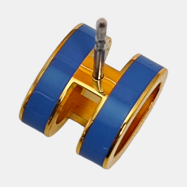 Pop H Metal Blue Stud Earrings