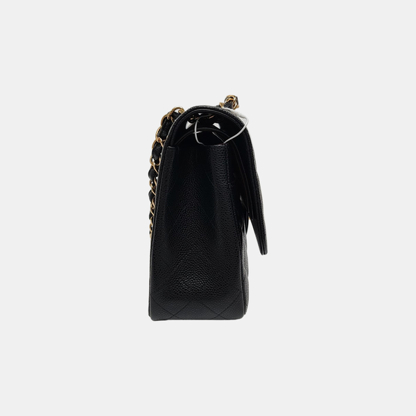 CLASSIC FLAP Jumbo Quilted Grained Calfskin Black
