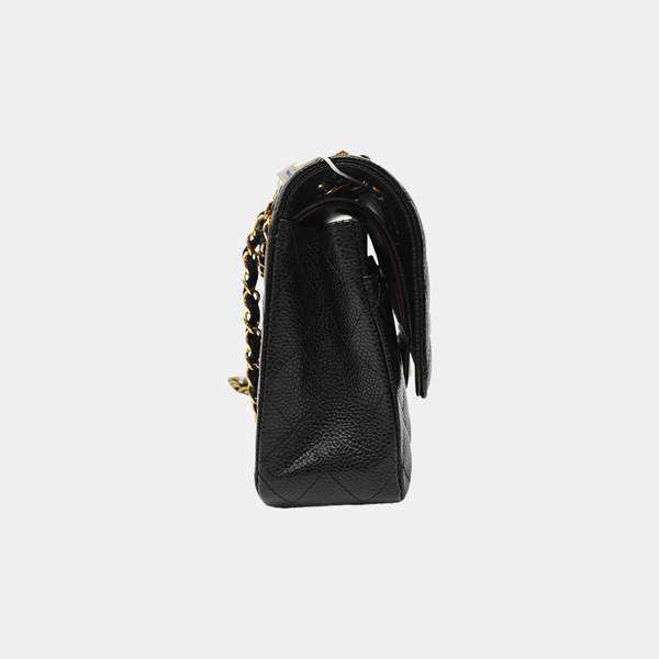 CLASSIC FLAP Medium Quilted Grained Calfskin Black