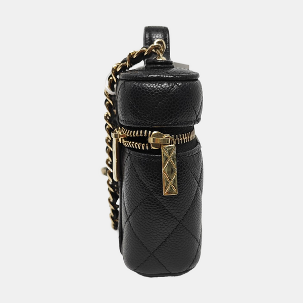 Authenticated pre-owned  VANITY CASE Quilted Grained Calfskin Black - Shoulder Bag at Looply