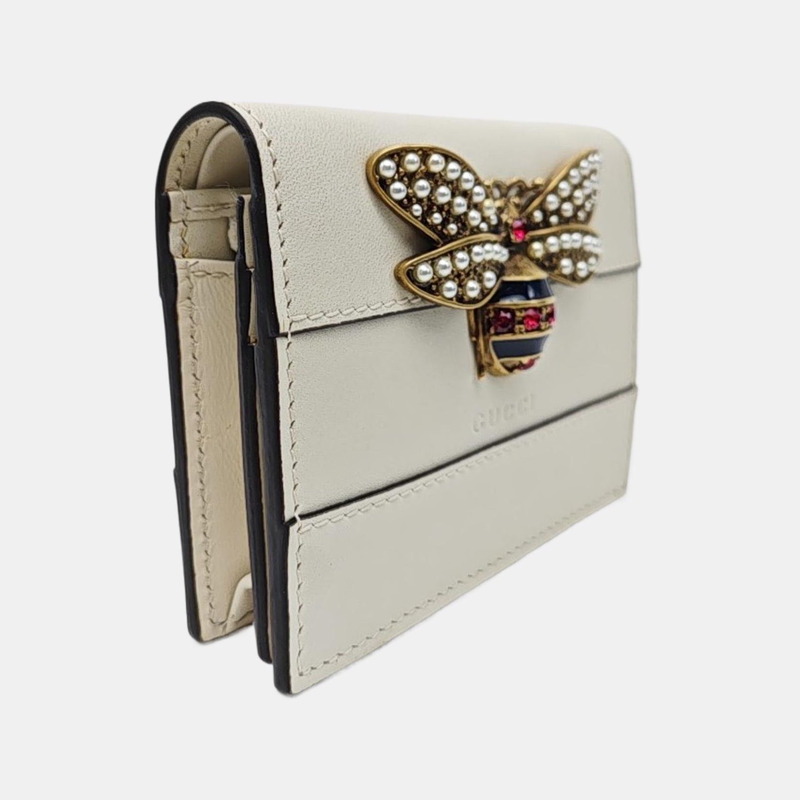 Queen Margaret Calfskin White Card Holder