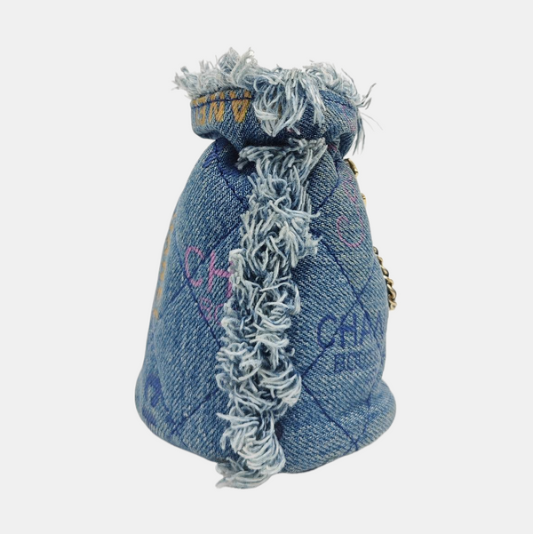 DRAWSTRING Mini Quilted Denim Blue