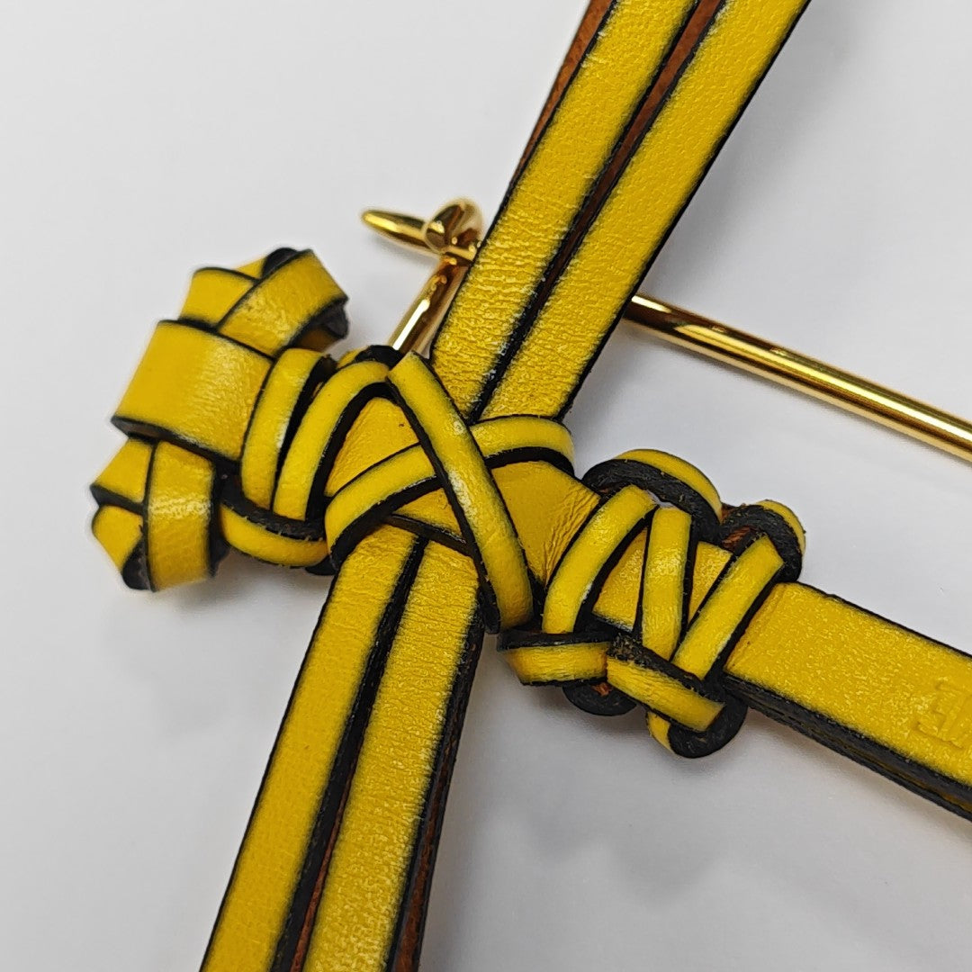 Leather Yellow Brooch