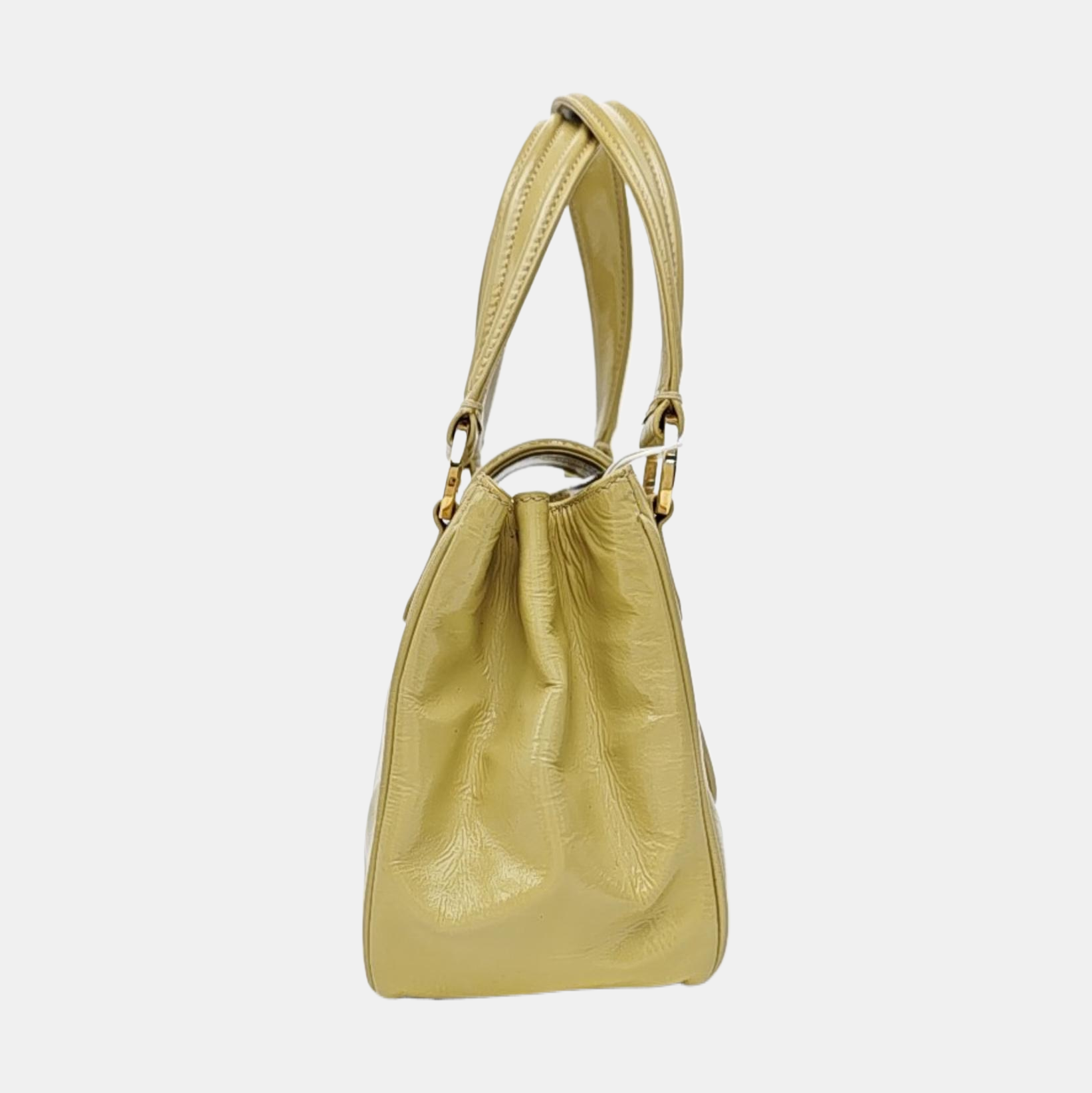 Patent Leather Top Handle Bag Yellow