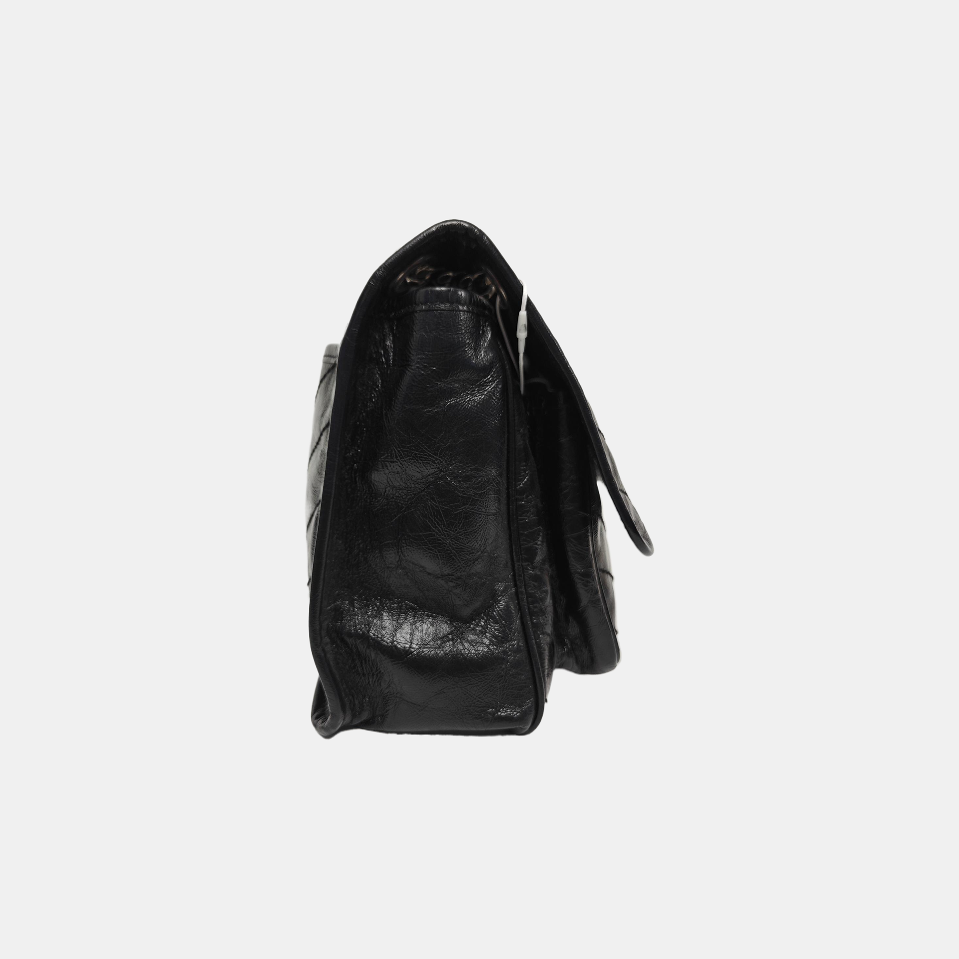 NIKI Medium Chevron Calfskin Black