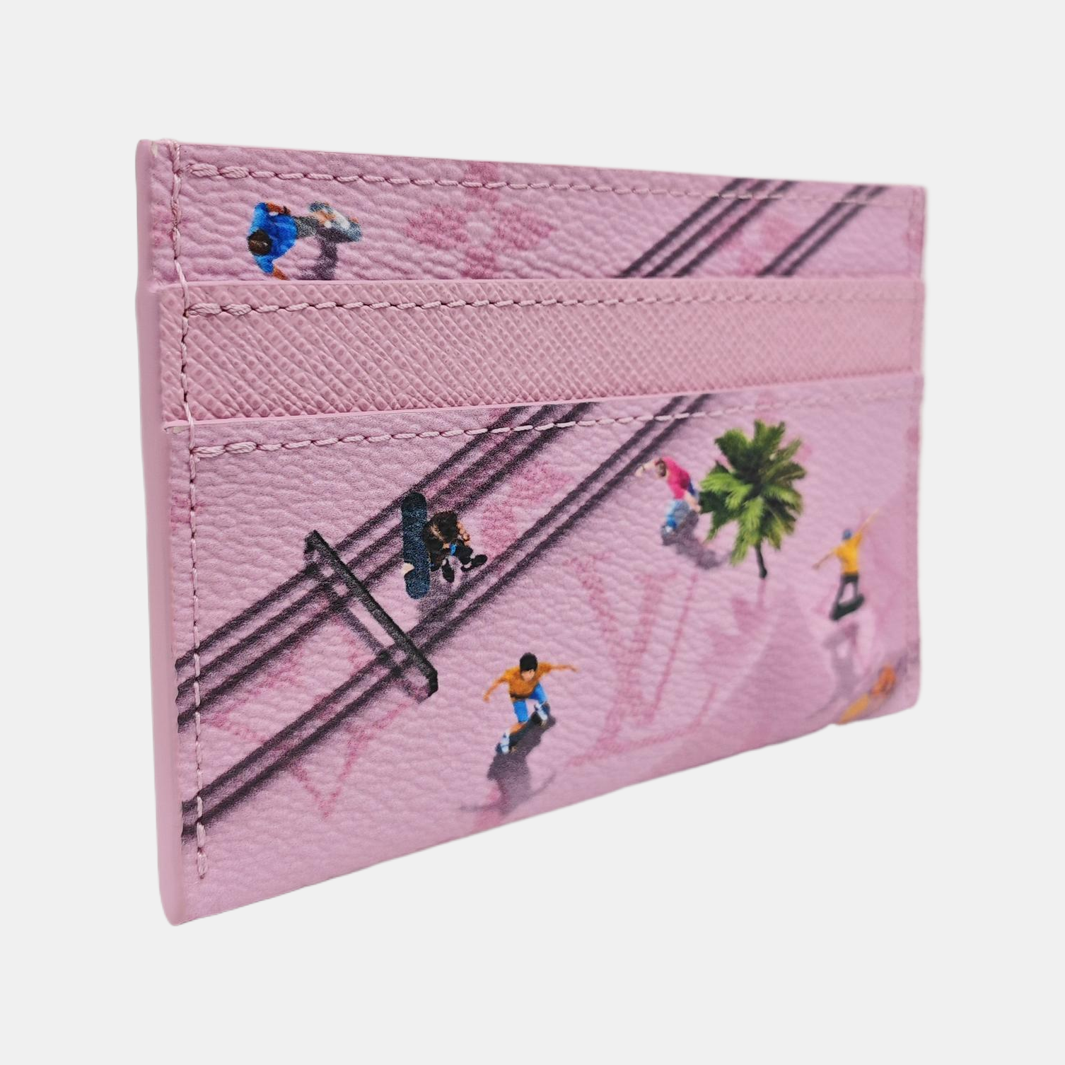 DOUBLE Monogram Coated Canvas Pink Card Holder