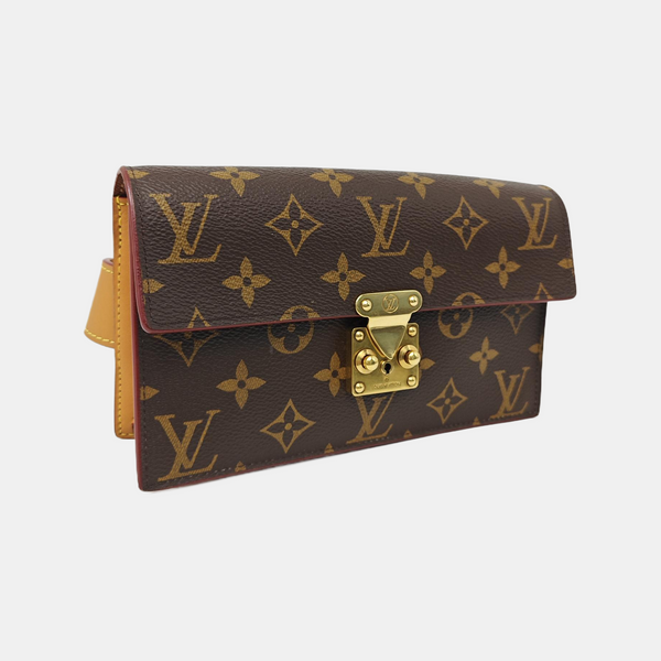 S LOCK Monogram Coated Canvas Brown