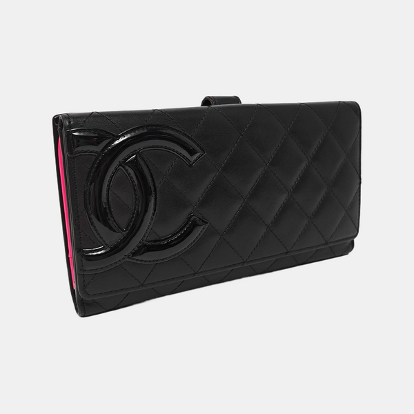 CAMBON Quilted Calfskin Black Wallet