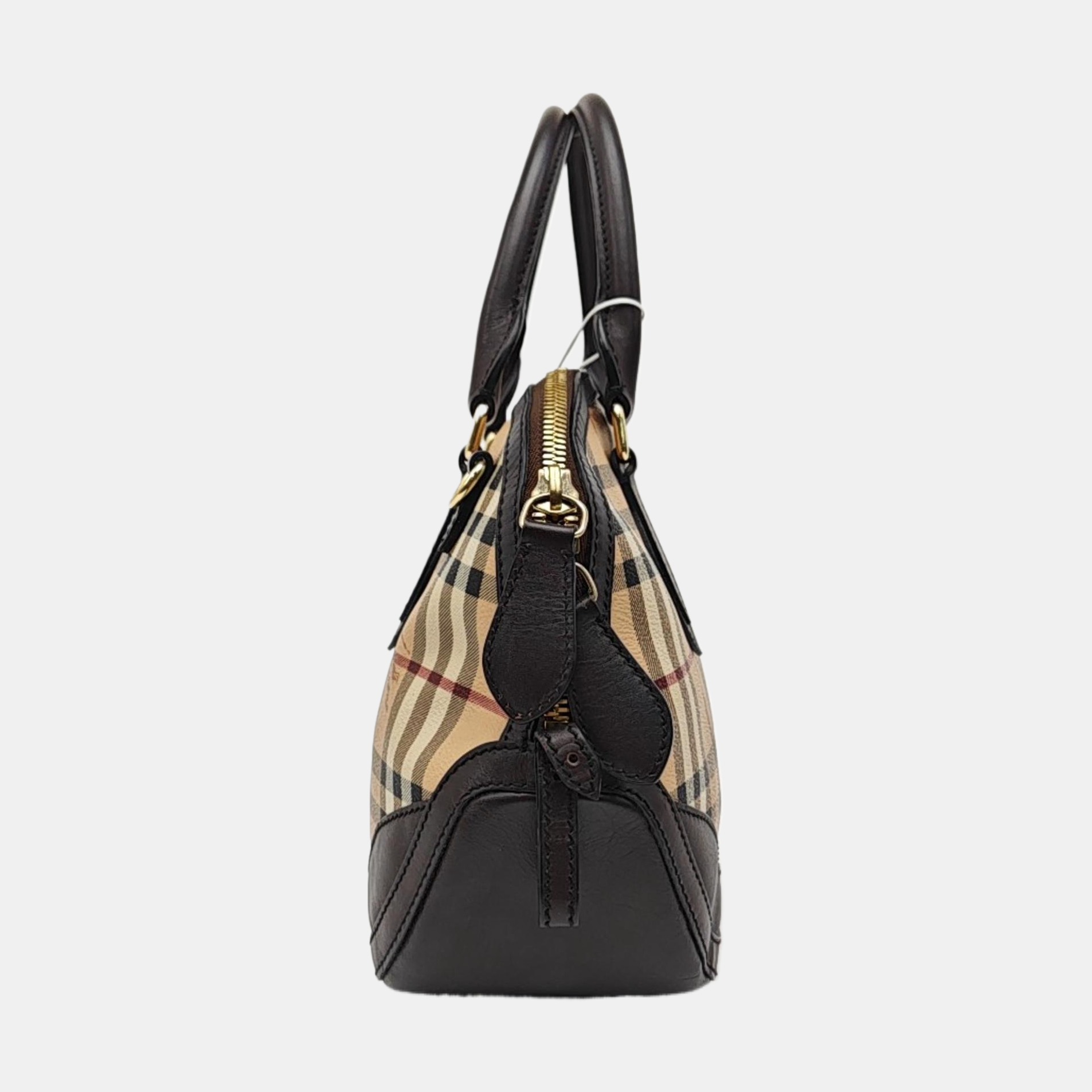 Coated Canvas Top Handle Bag Small Beige
