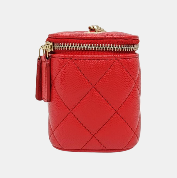 VANITY CASE Mini Quilted Lambskin Red