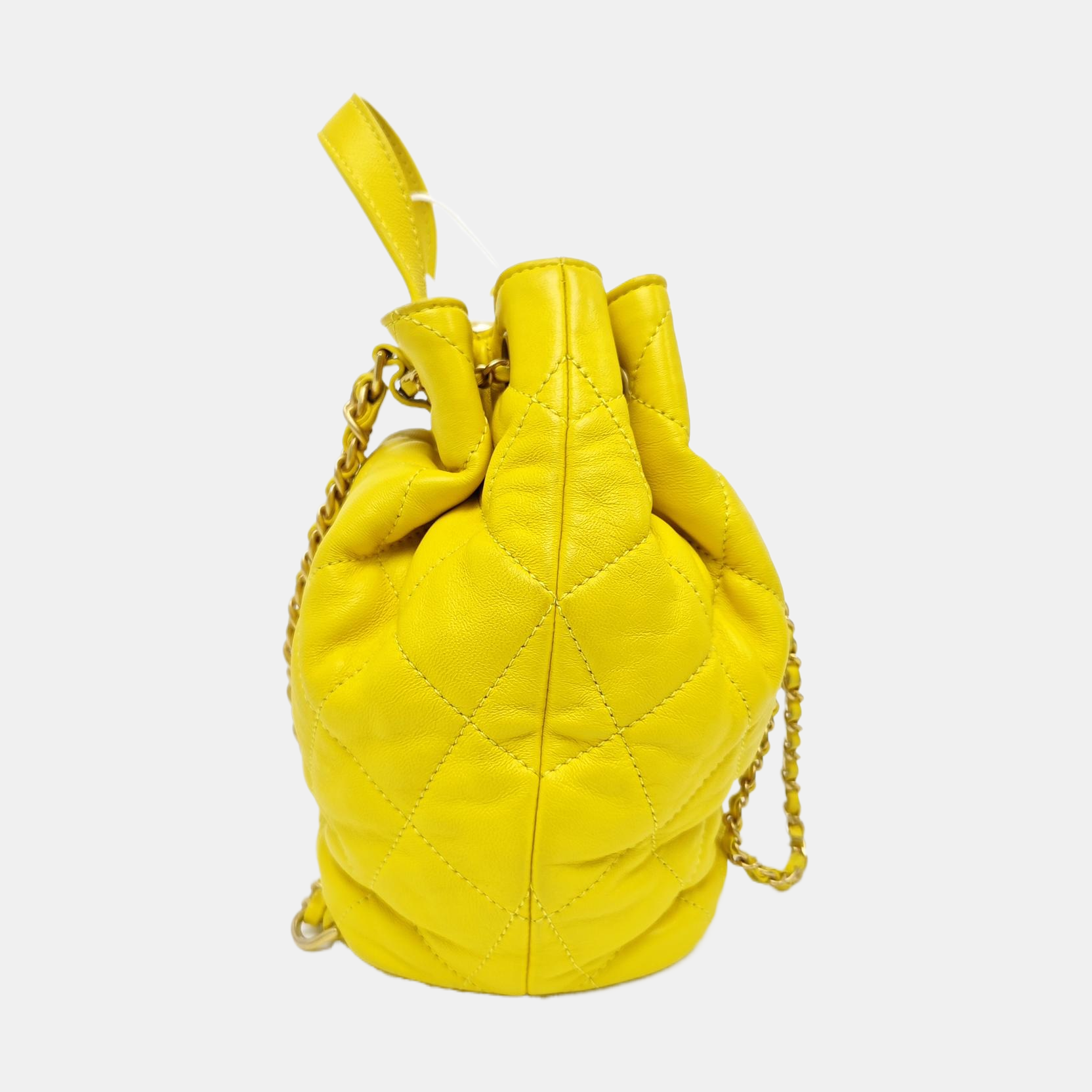 DRAWSTRING Quilted Lambskin Yellow
