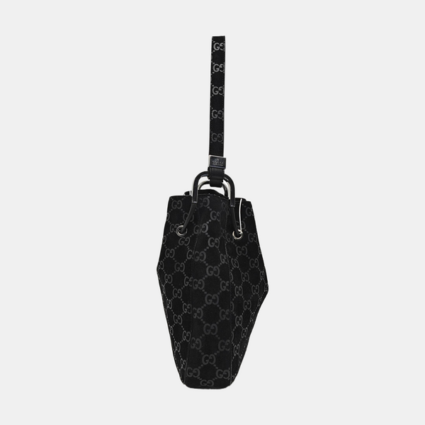 Monogram Suede Top Handle Bag Black