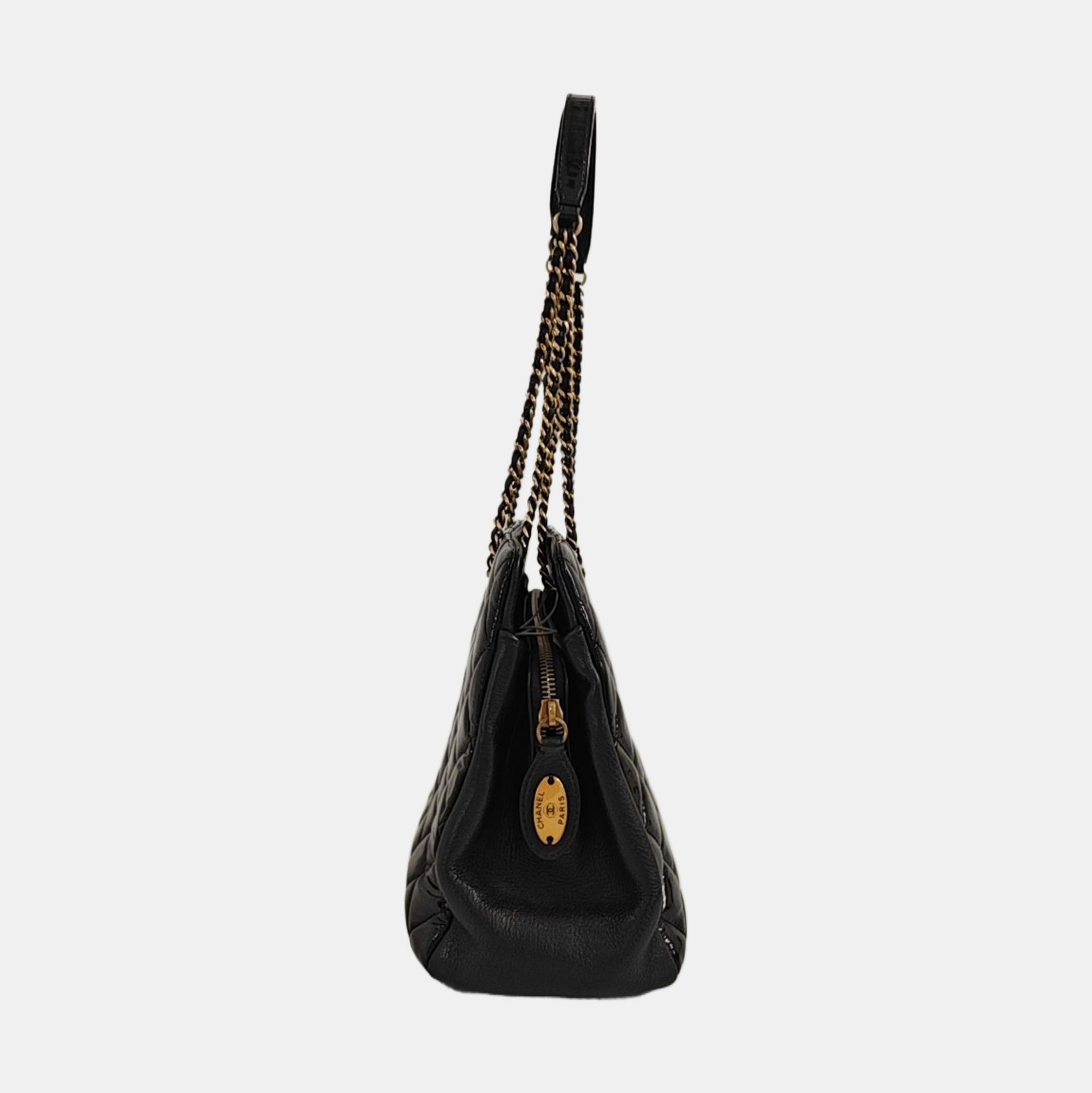 Quilted Calfskin Tote Bag Black