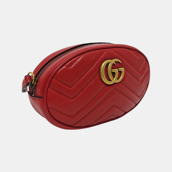 Authenticated pre-owned  GG Marmont Quilted Calfskin Red - Belt Bag at Looply