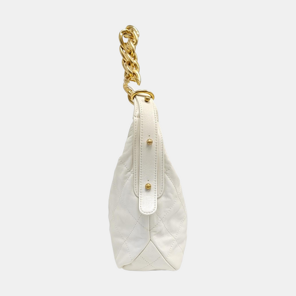 Quilted Calfskin Shoulder Bag White