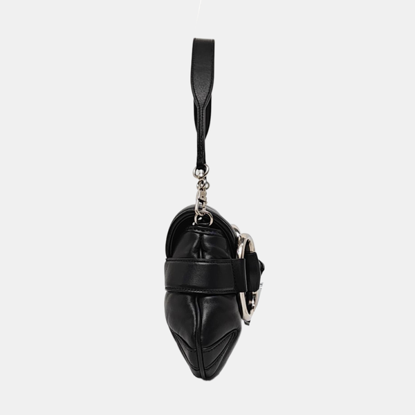 Horsebit Chain Medium Quilted Lambskin Black