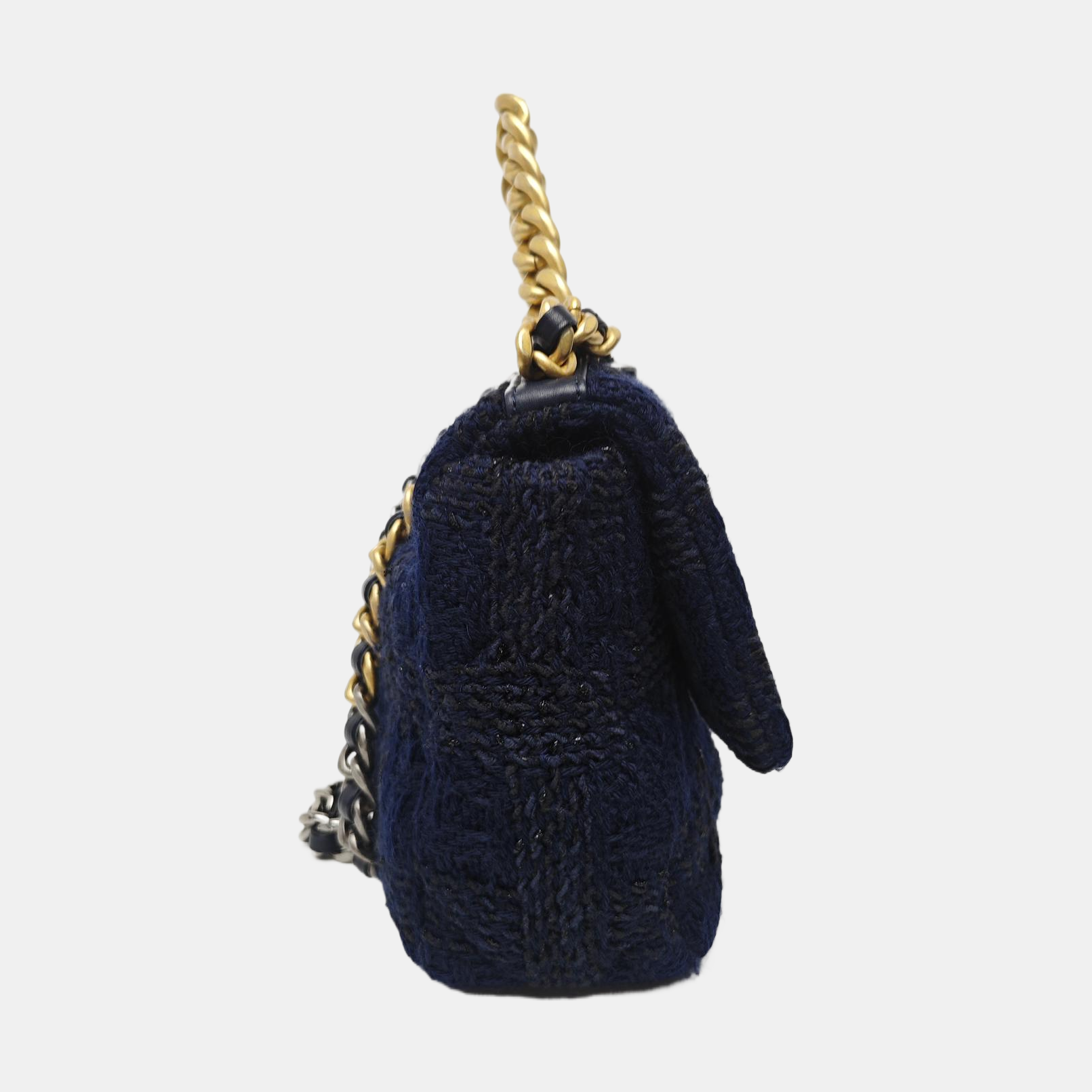 CHANEL 19 Small Quilted Fabric Blue
