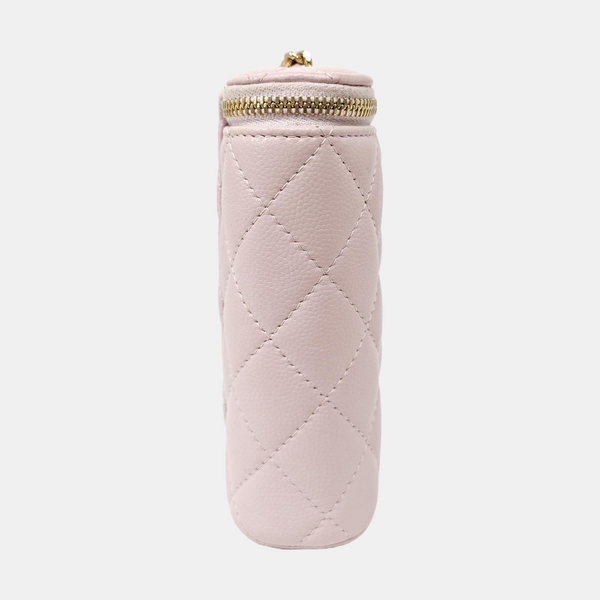 VANITY CASE Mini Quilted Grained Calfskin Pink