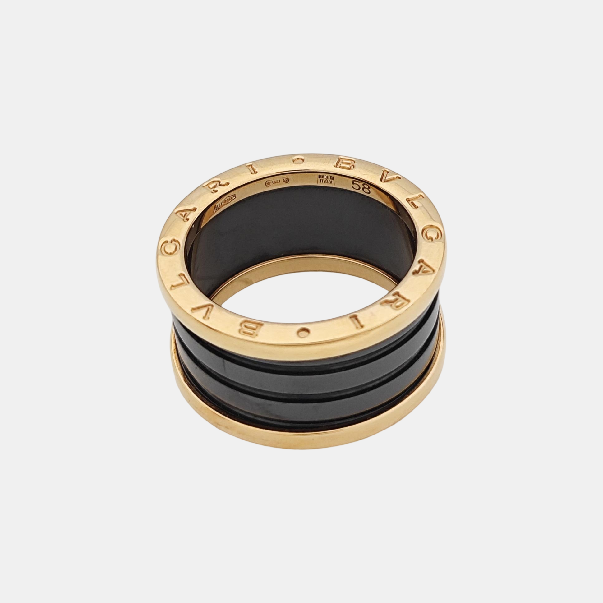 B.ZERO1 18k Rose Gold Black Ring EU 58