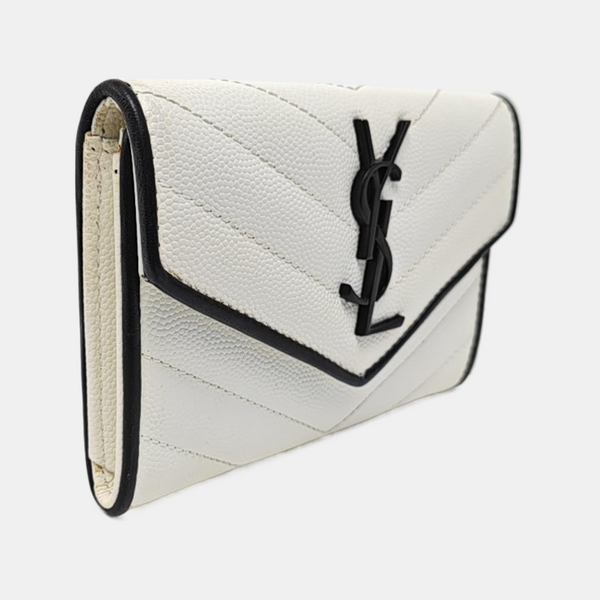 Chevron Calfskin Wallet White