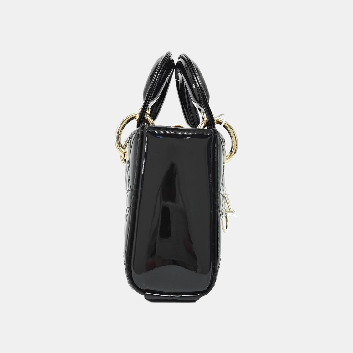 Lady Dior Super Mini Cannage Patent Leather Black