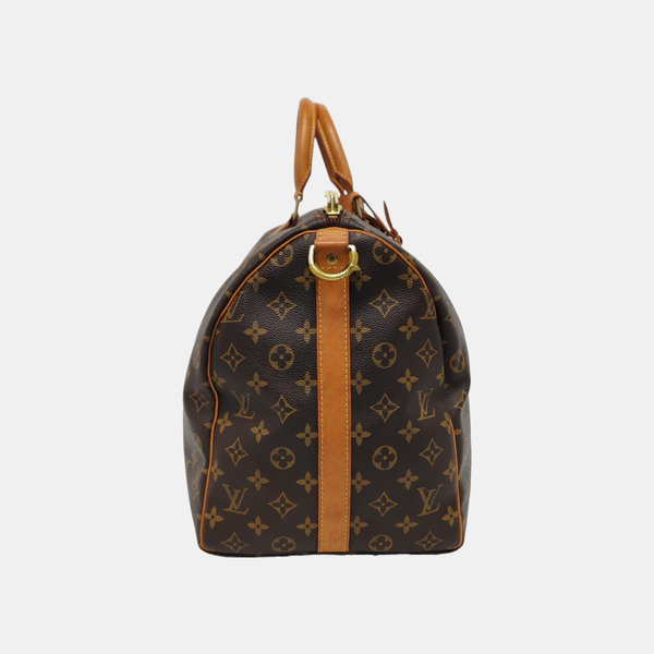 KEEPALL 50 Monogram Coated Canvas Brown