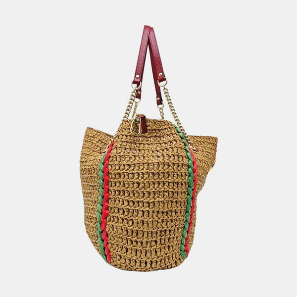 Straw Shoulder Bag Brown