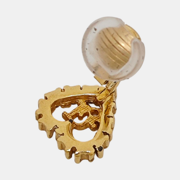Dior Oblique Metal Gold Clip On Earrings