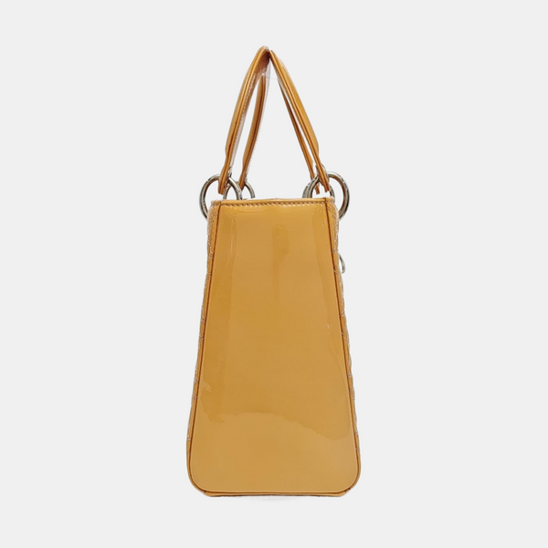 Lady Dior Medium Cannage Patent Leather Yellow