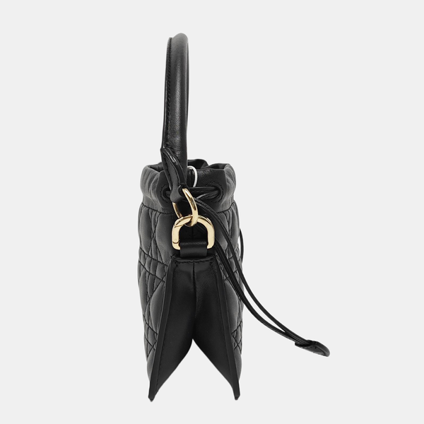 Cannage Lambskin Shoulder Bag Black