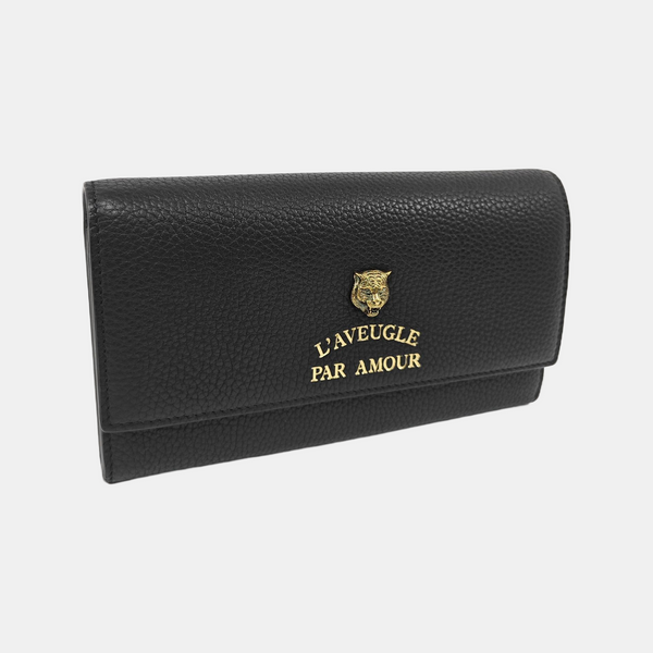 Animalier Calfskin Black Wallet