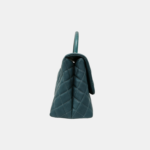 COCO HANDLE Medium Quilted Grained Calfskin Green