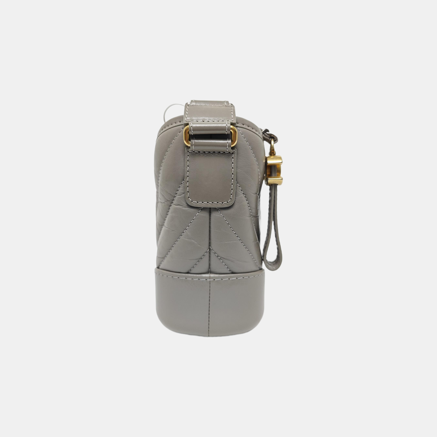 GABRIELLE Small Chevron Calfskin Gray