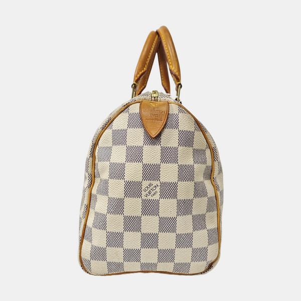 SPEEDY 25 Damier Azur Coated Canvas White