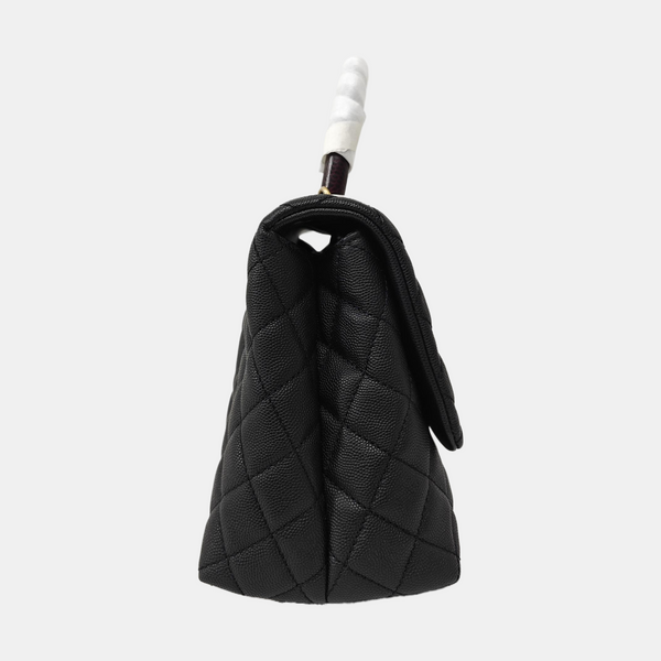 COCO HANDLE Medium Quilted Grained Calfskin Black
