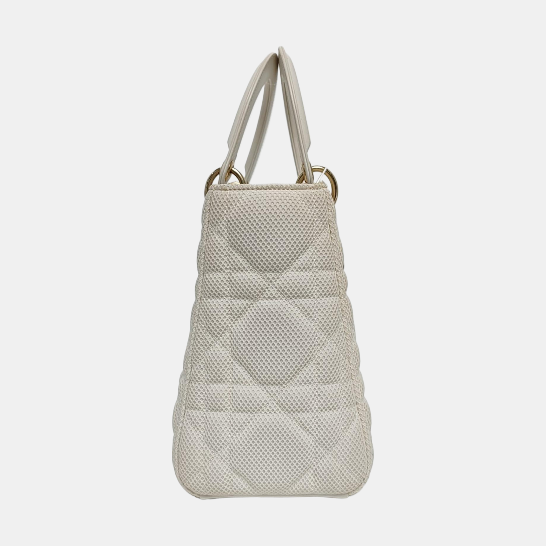 Lady D-Lite Medium Cannage Fabric White