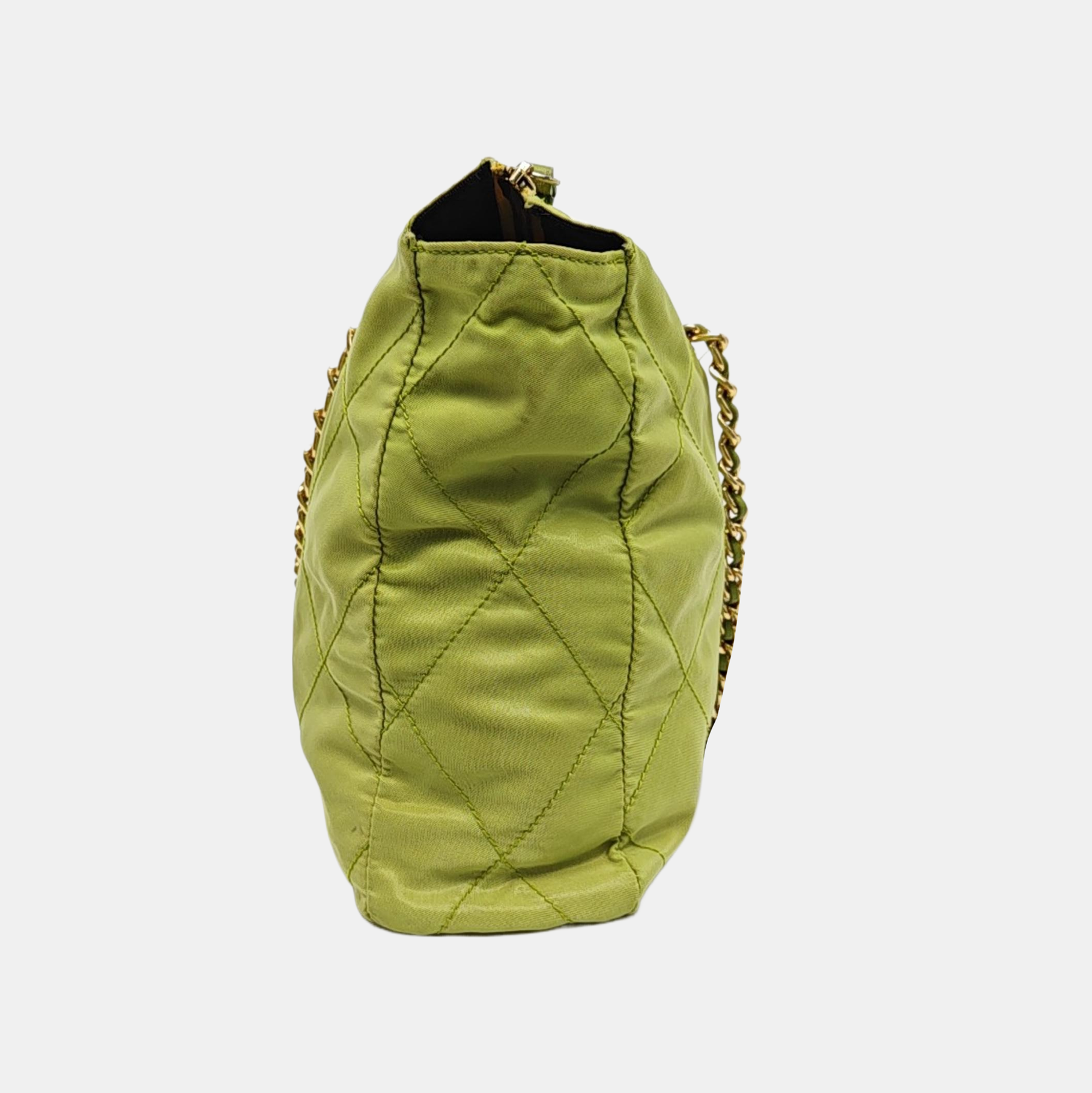 Quilted Nylon Tote Bag Green