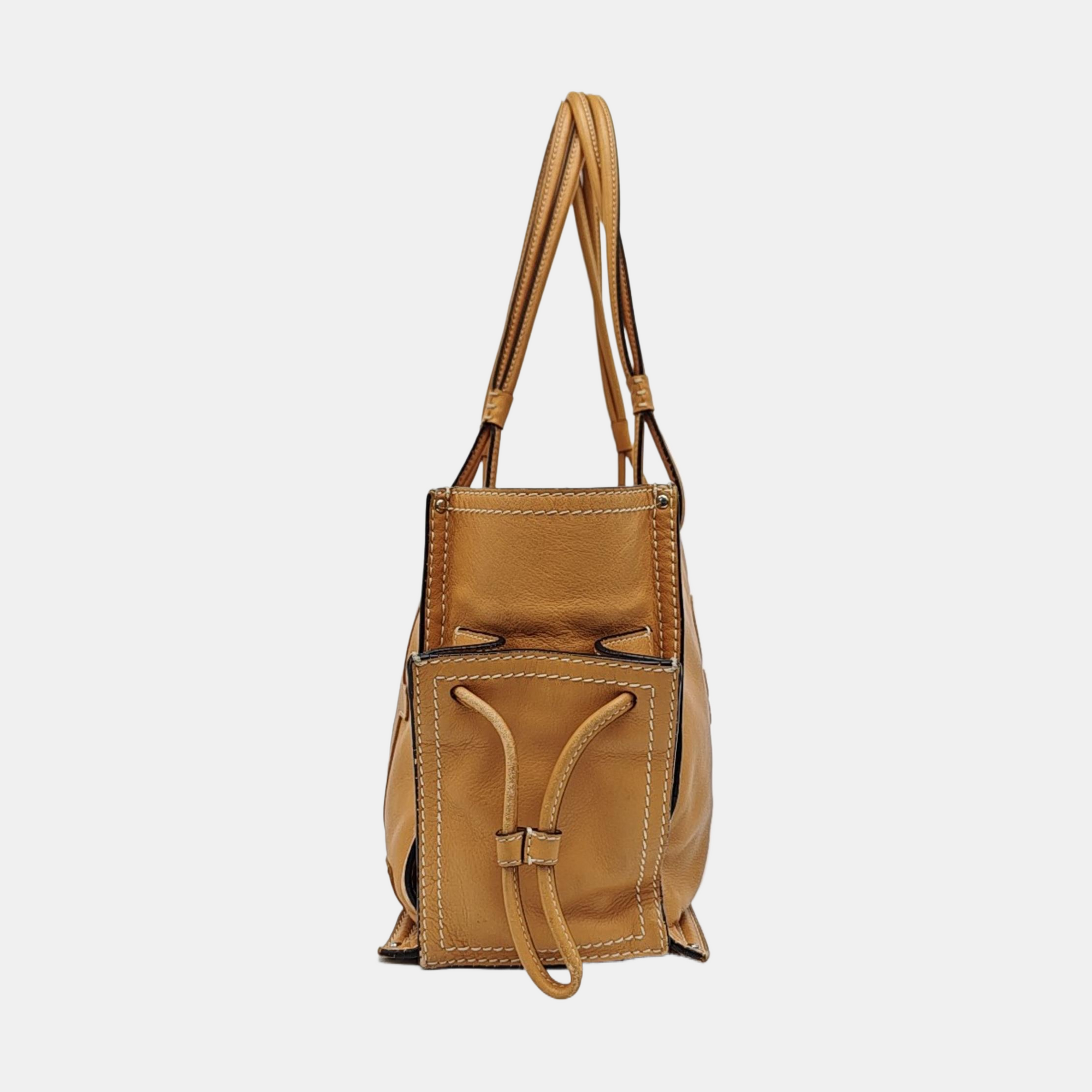 Calfskin Top Handle Bag Brown